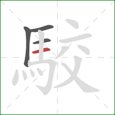 駮的笔顺第4画:横 駮的笔顺第4画:横