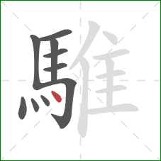 騅的笔顺第10画：点