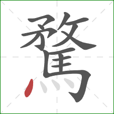 騖的笔顺第16画:点 騖的笔顺第16画:点