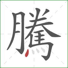 騰的笔顺第17画：点