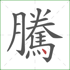 騰的笔顺第20画：点