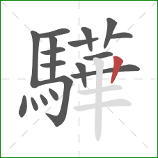 驊的笔顺第18画：竖