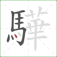 驊的笔顺第9画：点