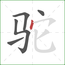 驼的笔顺第5画：点