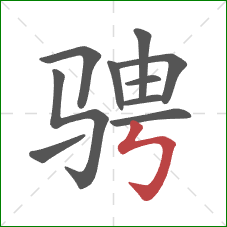 骋的笔顺第10画：竖折折钩