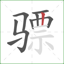 骠的笔顺第8画：竖