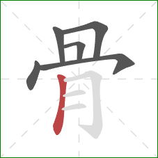 骨的笔顺第6画：竖