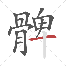 髀的笔顺第16画：横