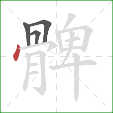 髀的笔顺第4画：点