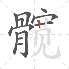 髋的笔顺第14画：竖