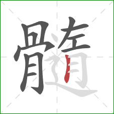 髓的笔顺第15画：竖