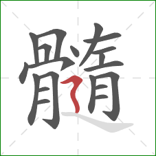 髓的笔顺第20画：横折折撇