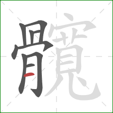 髖的笔顺第10画:点 髖的笔顺第10画:点