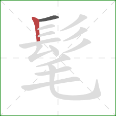髦的笔顺第2画：竖