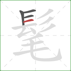 髦的笔顺第4画：横