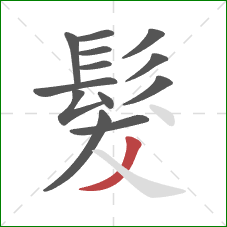 髮的笔顺第13画：横撇