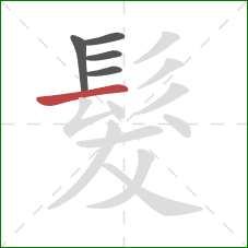 髮的笔顺第5画：横