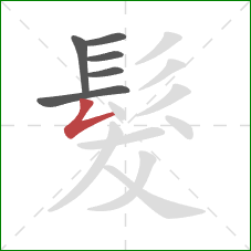 髮的笔顺第6画：撇折