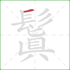 鬒的笔顺第1画:横 鬒的笔顺第1画:横