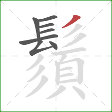 鬚的笔顺第8画:撇 鬚的笔顺第8画:撇