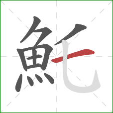 魠的笔顺第13画：横