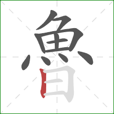 魯的笔顺第12画：竖