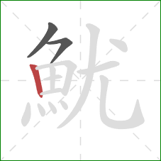 魷的笔顺第3画：竖