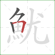 魷的笔顺第4画：横折