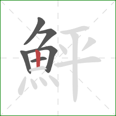 鮃的笔顺第6画：竖