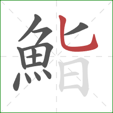 鮨的笔顺第13画：竖弯钩