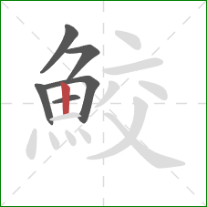 鮫的笔顺第6画：竖