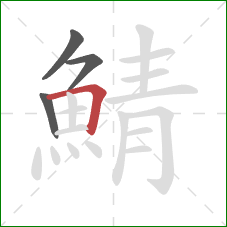 鯖的笔顺第4画：横折