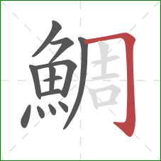 鯛的笔顺第13画：横折钩