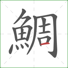 鯛的笔顺第19画：横