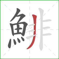 鯡的笔顺第12画：撇