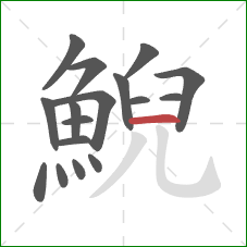 鯢的笔顺第17画:横 鯢的笔顺第17画:横