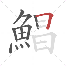 鯧的笔顺第13画:横折 鯧的笔顺第13画:横折