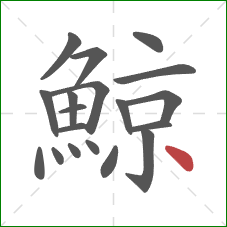 鯨的笔顺第19画：点