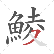 鯪的笔顺第18画：横撇