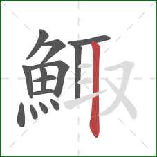 鯫的笔顺第14画：竖