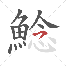 鯰的笔顺第15画：横撇