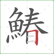 鰆的笔顺第18画：横折