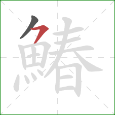 鰆的笔顺第2画：横钩