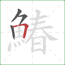 鰆的笔顺第4画：横折