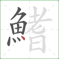 鰭的笔顺第11画：点