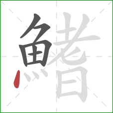 鰭的笔顺第8画：点