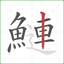 鰱的笔顺第18画：竖