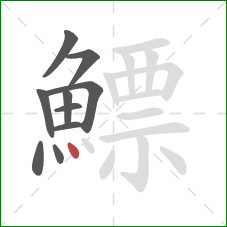 鰾的笔顺第10画:点 鰾的笔顺第10画:点