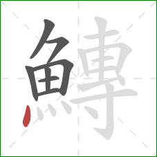 鱄的笔顺第8画:点 鱄的笔顺第8画:点