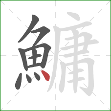鱅的笔顺第11画：点